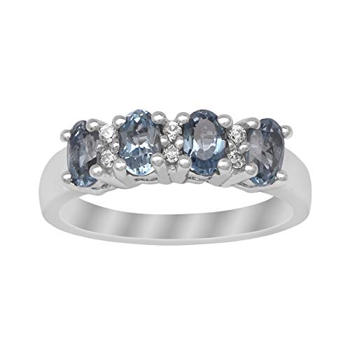 Shine Jewel 1 Ctw 5X3 MM Blautopas Edelstein 925 Silber Frauen Ewigkeit Ring (57 (18.1)) von Shine Jewel