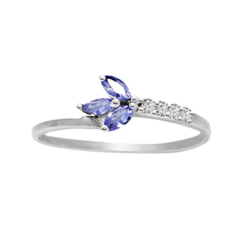 925 Sterlingsilber Ring Tansanit Mit Cubic Zirkonia Edelstein Olive Stil Damen Ring Size-6 von Shine Jewel