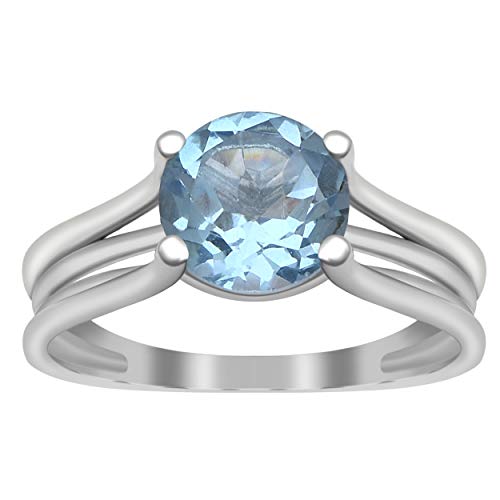 Solitaire 2.00 Ctw Blauer Topas Edelstein Trio Split 925 Sterling Silber Ring (60 (19.1)) von Shine Jewel