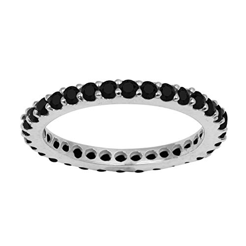 Stapelbar !! 925 Sterling Silber Schwarz Spinell Edelstein Liebe Für immer Hochzeit Band Ring (52 (16.6)) von Shine Jewel