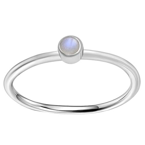 Stapelbare 0,20 ctw Mondstein Edelstein 925 Sterling Silber Damen Stack Band Ring (68 (21.6)) von Shine Jewel