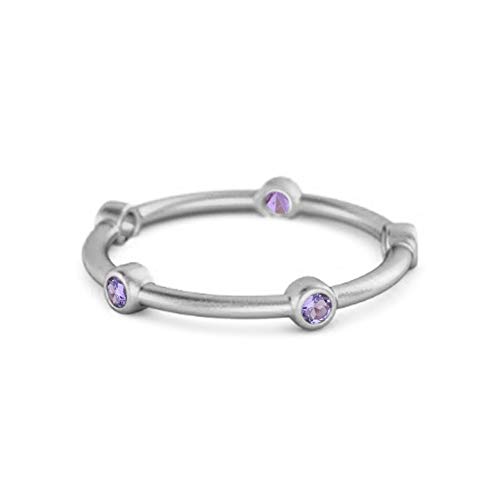 Stapelbares Ehering aus 925er Sterlingsilber 0,50 ct Amethyst Fünf-Stein-Ring (64 (20.4)) von Shine Jewel