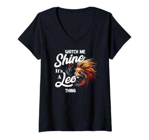 Damen Watch ME Shine It's A Leo Thing T-Shirt mit V-Ausschnitt Damen Watch ME Shine It's A Leo Thing T-Shirt mit V-Ausschnitt von Shine Leo Stars Thing Watch Zodiac Horoscope