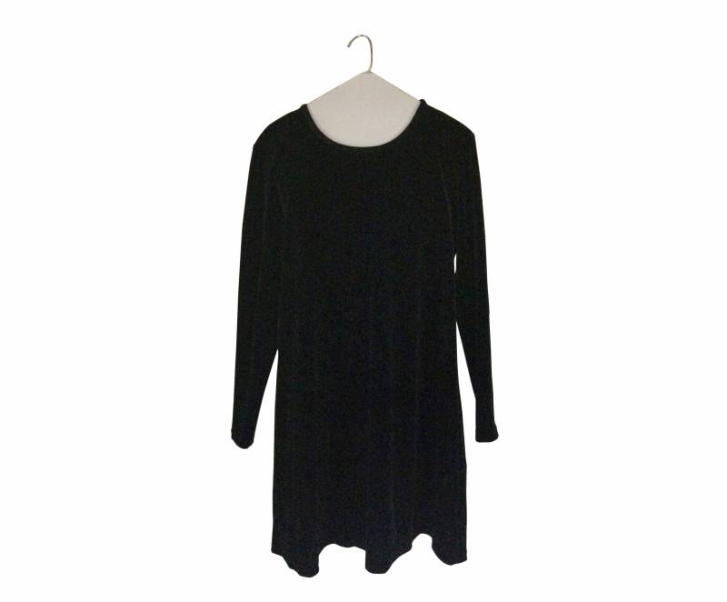 Vintage 90Er Jahre Schwarzes Velour Samt Kleid - Langarm | Damengröße Medium von ShineBrightVintage