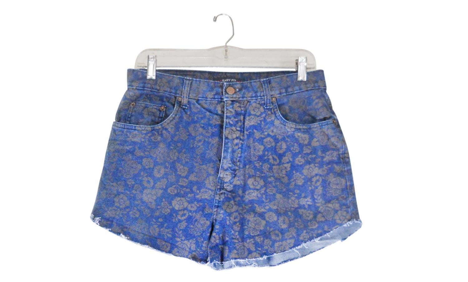 Vintage Hoch Taillierte Cutoff Floral Denim Kurze Shorts | Frauengröße 8 von ShineBrightVintage