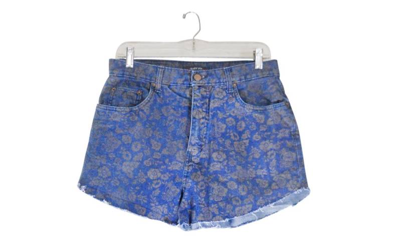 Vintage Hoch Taillierte Cutoff Floral Denim Kurze Shorts | Frauengröße 8 von ShineBrightVintage