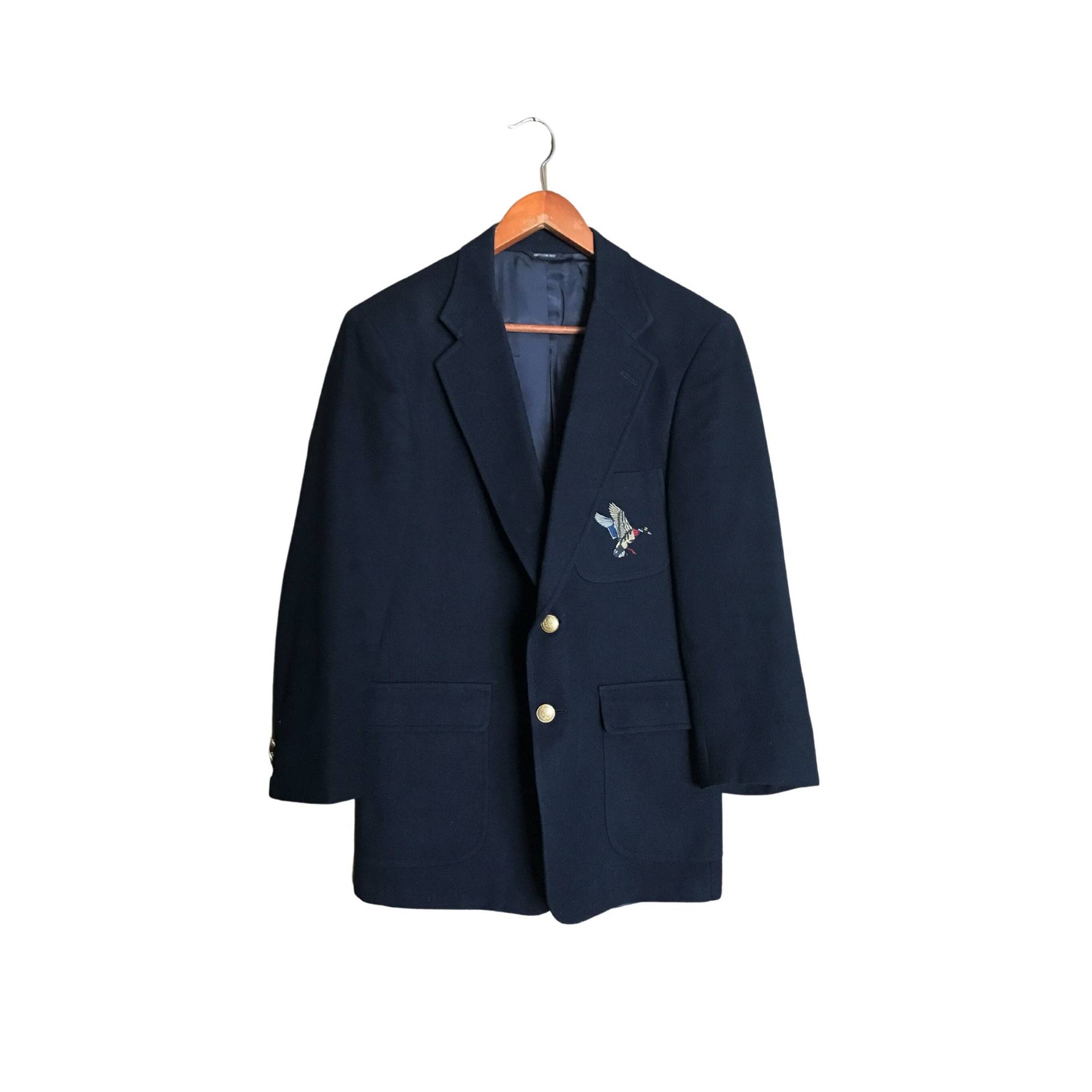 Vintage Navy Sportjacke Mit Gestickter Stockente | Herrengröße 42 von ShineBrightVintage