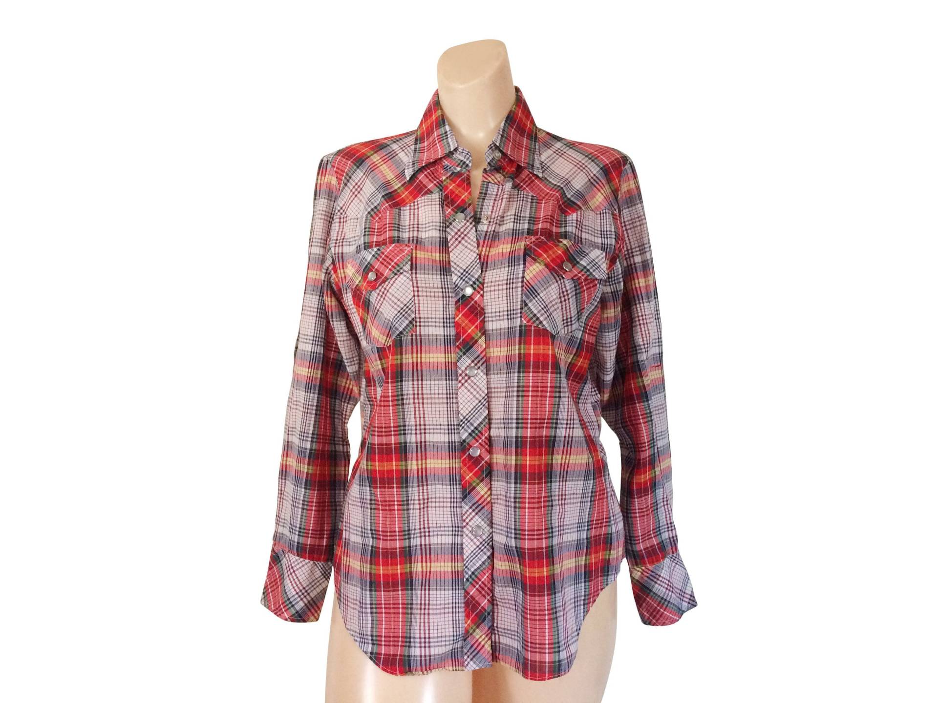 Vintage Rote Western Perle Snap Shirt Bluse | Frauengröße Small von ShineBrightVintage