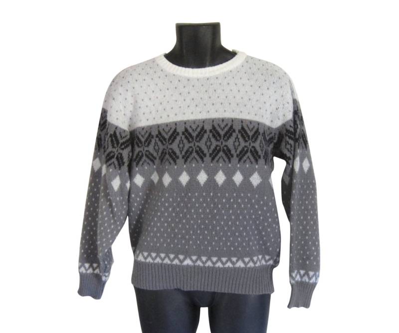 Vintage Schneeflocke Pullover Herren 80Er Grau 1980Er Skipullover Strickpullover Männer Winter von ShineBrightVintage
