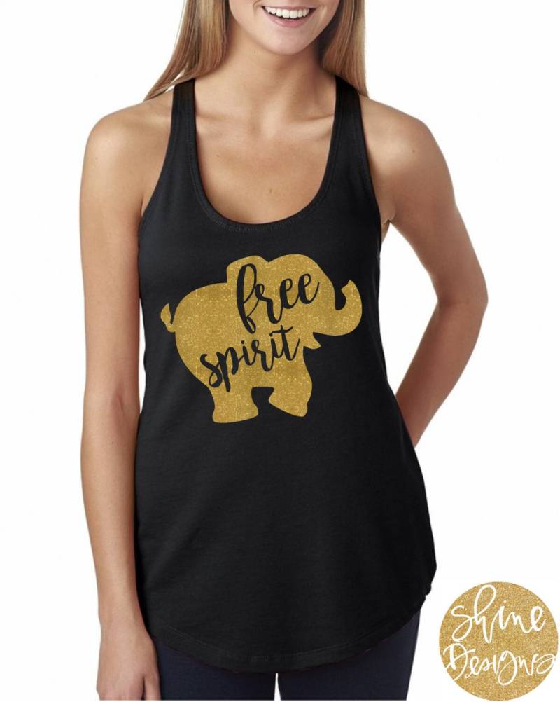 Free Spirit Elefant Glitzer T-Shirt von ShineDesignsTees