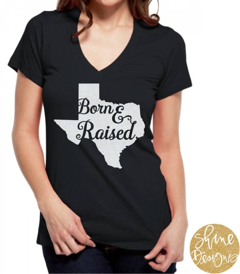 Geboren Und Aufgewachsen Texas State Glitter Shirt von ShineDesignsTees