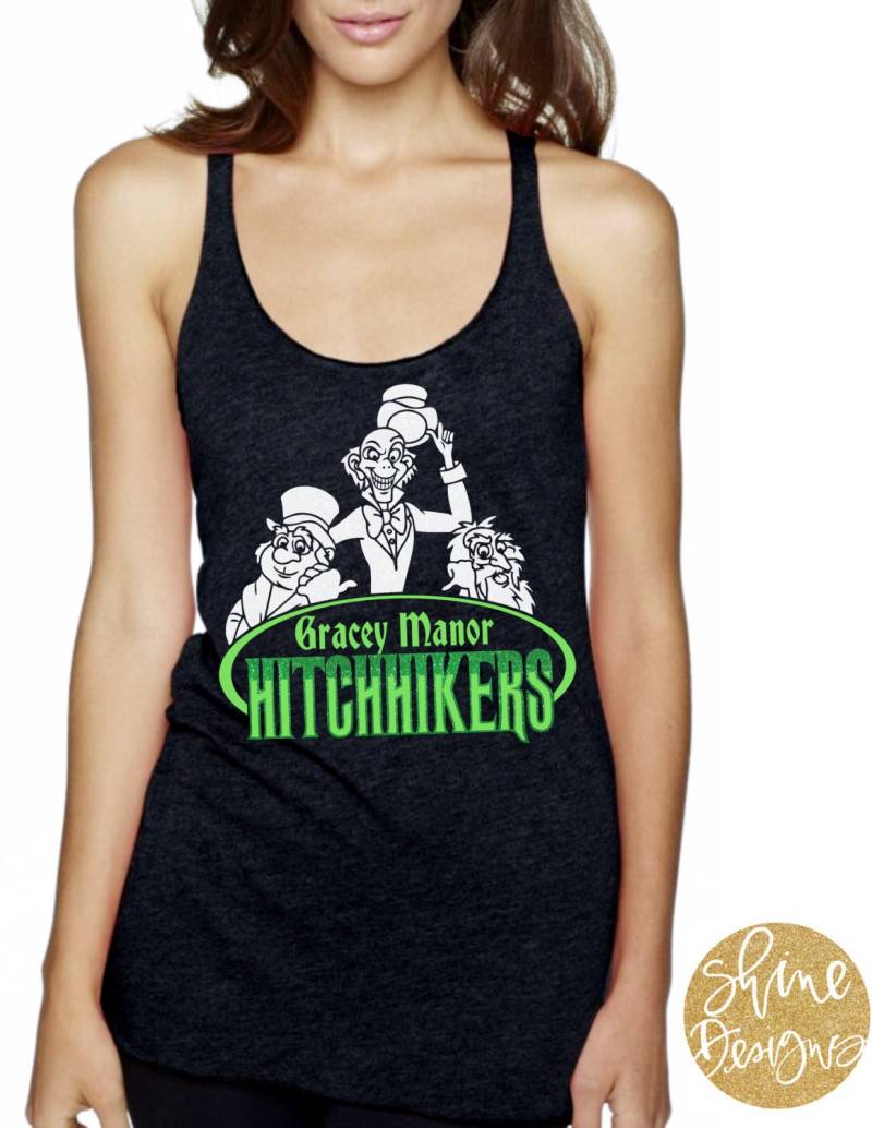 Gracey Manor Hitchhikers - Haunted Mansion Glitzer-Shirt von ShineDesignsTees