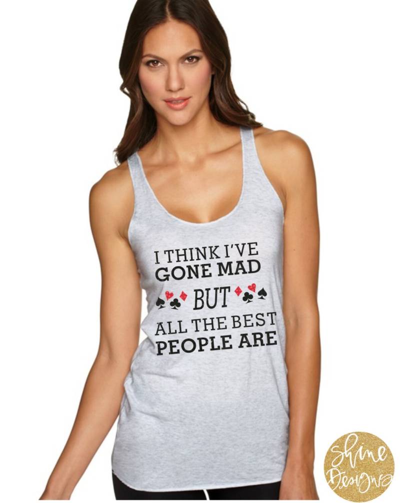 Ich Denke, Ich Bin Verrückt Glitzer Shirt - Zauberhaftes Alice Im Wunderland von ShineDesignsTees