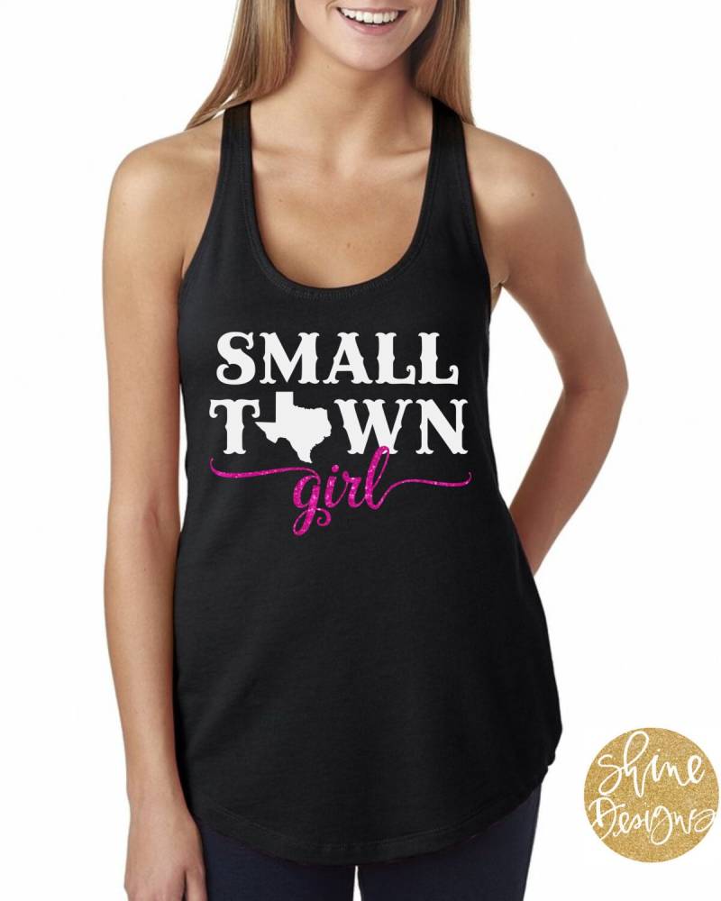 Kleinstadt Mädchen - Texas State Glitzer Shirt von ShineDesignsTees