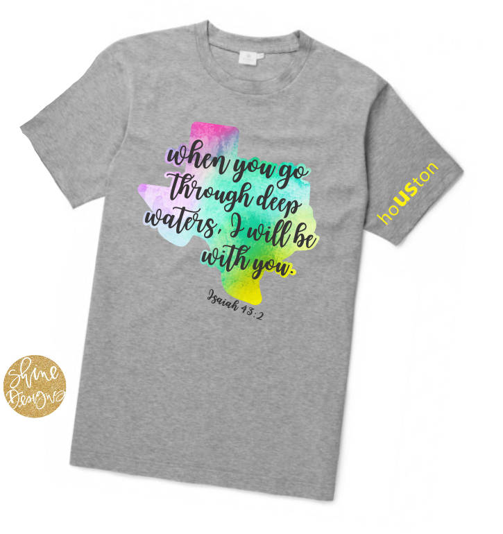 Wenn Du Durch Tiefe Wasser Gehst, Werde Ich Mit Dir Sein - Jesaja 43 2 Bibel Vers Texas Starkes T-Shirt von ShineDesignsTees