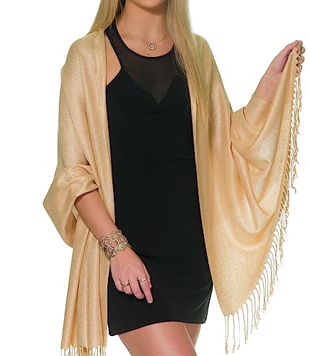 Pashmina Schal und Tücher für Abendkleider, weicher Pashminas Hochzeit Schal - Gold - Einheitsgröße von ShineGlitz