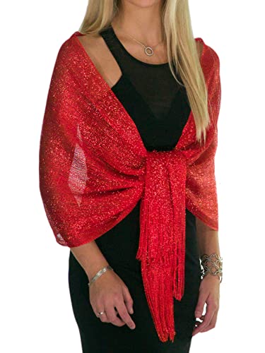 ShineGlitz Schals und Wraps für Abendkleider, Damenschals und Wraps, elegante Schals und Wraps für Abendgarderobe, Rot/Ausflug, einfarbig (Getaway Solids), Einheitsgröße von ShineGlitz