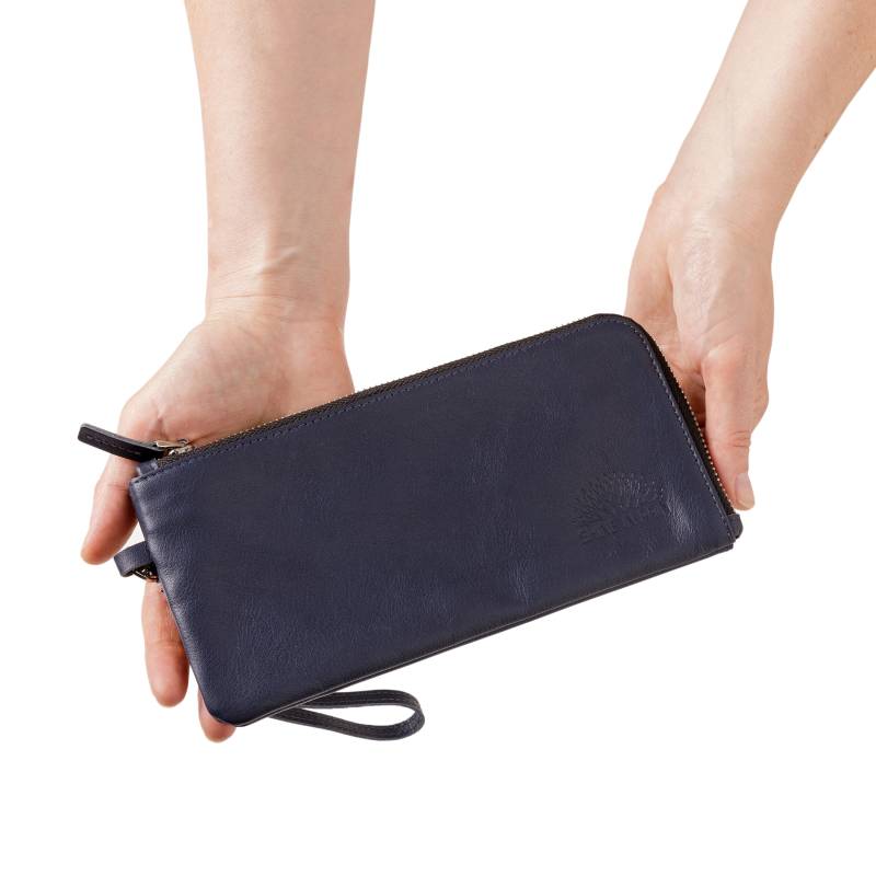 Marineblaue Leder Geldbörse, Blaue Kupplung Für Frau Aus Weichem Leder, Geschenk von ShineInRain