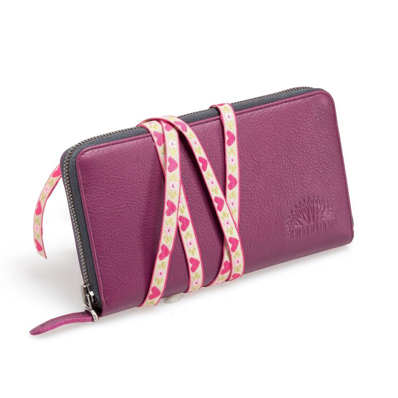 Lila Leder Geldbörse Frau, Lange Brieftasche, Echtes Für Telefon, Geschenk Zum Valentinstag von ShineInRain