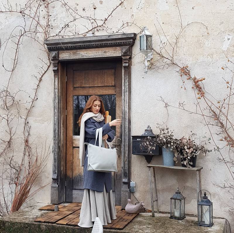 Weiche Ledertasche, Laptoptasche, Schultertasche, Geschenk Für Sie, Graue Tasche, Weiche Frauenhandtasche von ShineInRain