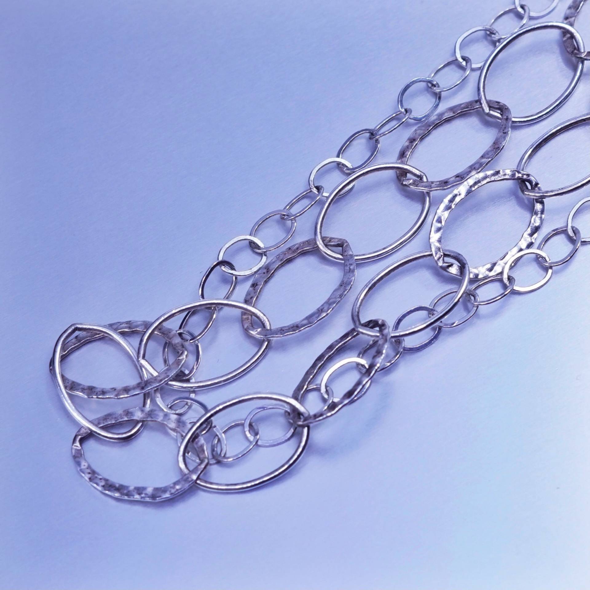 18", Vintage Sterling 925 Silber Handgemachte Doppelstränge Riesige Strukturierte Halskette, Gestempelt von ShineOnceMore