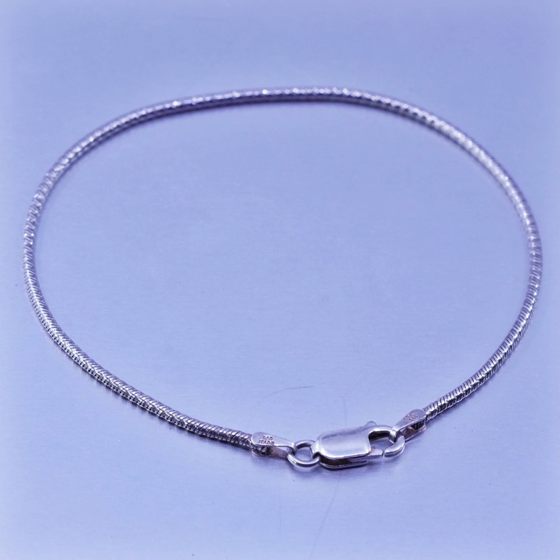 7.25", 1mm, Sterling 925 Silber Handgemachtes Armband, Strukturierte Schlangen Gliederkette, Gestempelt Italien von ShineOnceMore