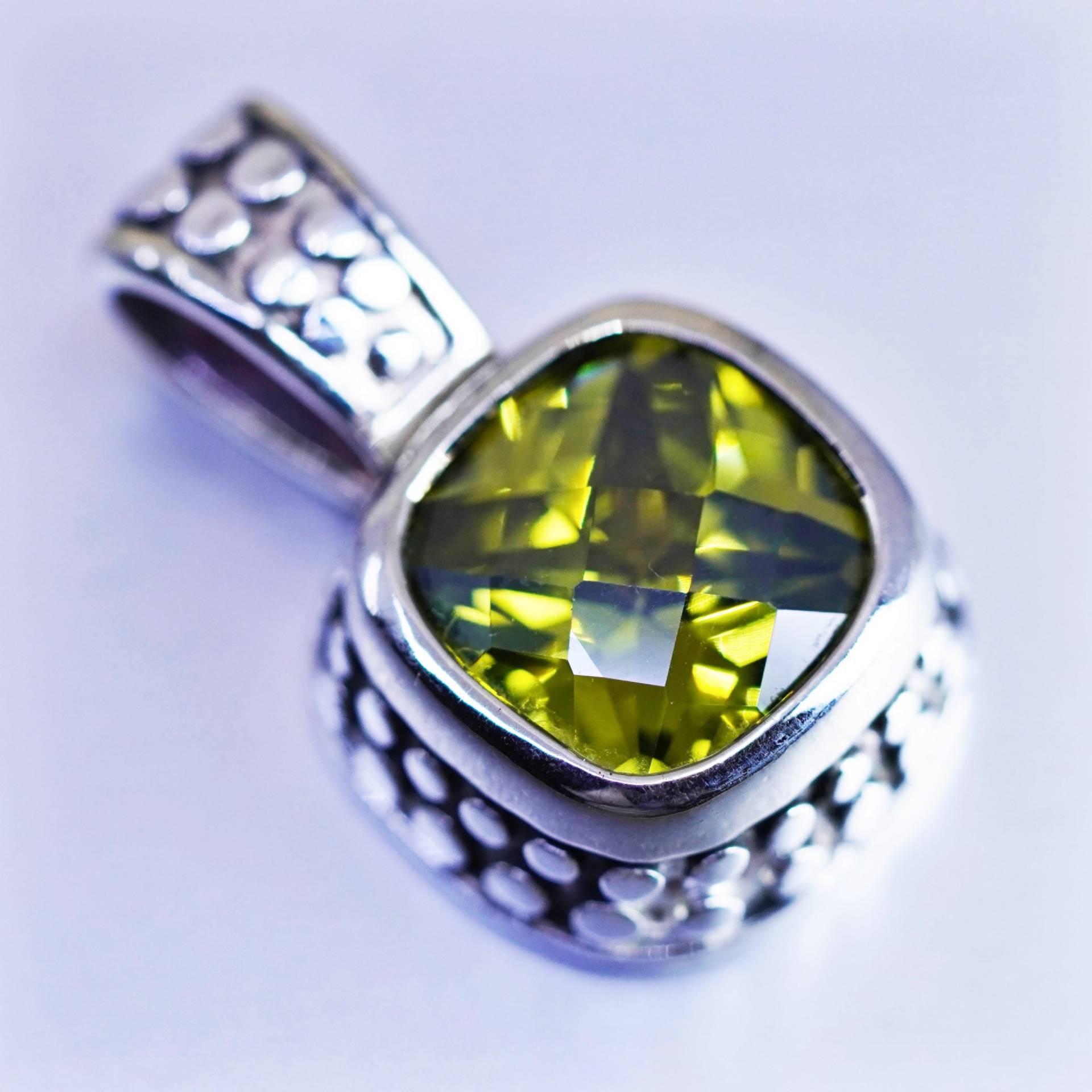 Antiker Sterling 925 Silber Handgemachter Perlen Anhänger Mit Peridot, Gestempelt von ShineOnceMore