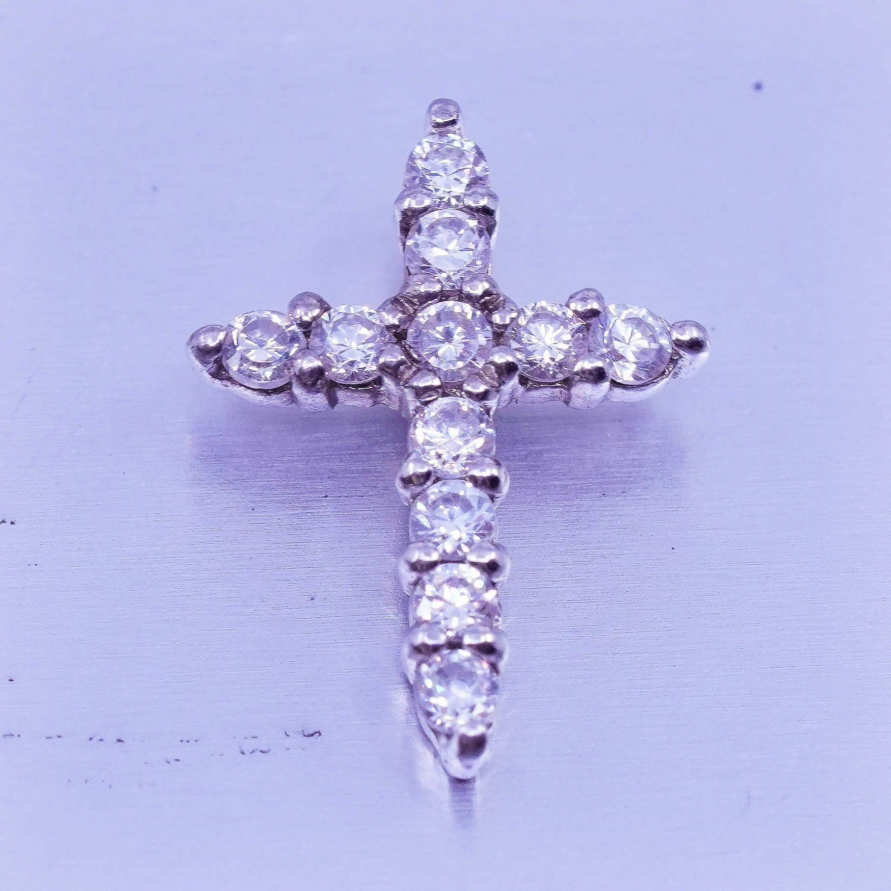 Antiker Sterling 925 Silber Kreuz Anhänger Mit Cz, Gestempelt von ShineOnceMore