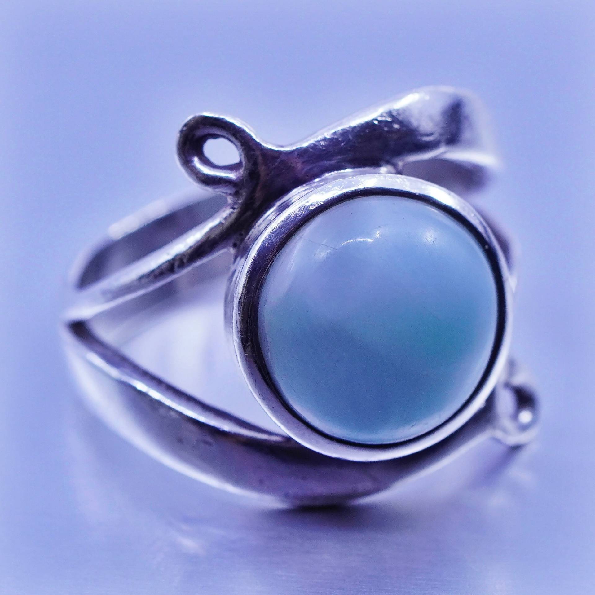 Größe 5, Vintage Sterling 925 Silber Handarbeit Ring Mit Larimar, Gestempelt von ShineOnceMore