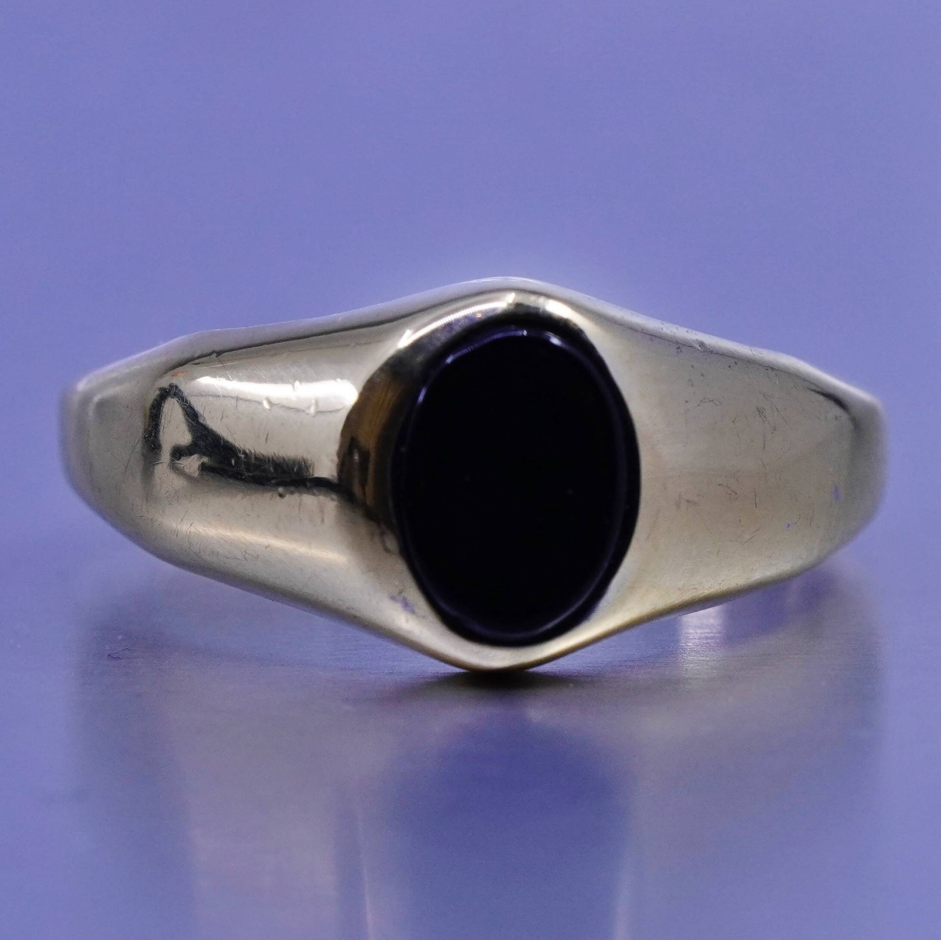 Größe 7, 25, Vergoldeter Ring Mit Obsidian, Gestempelter Sterling von ShineOnceMore