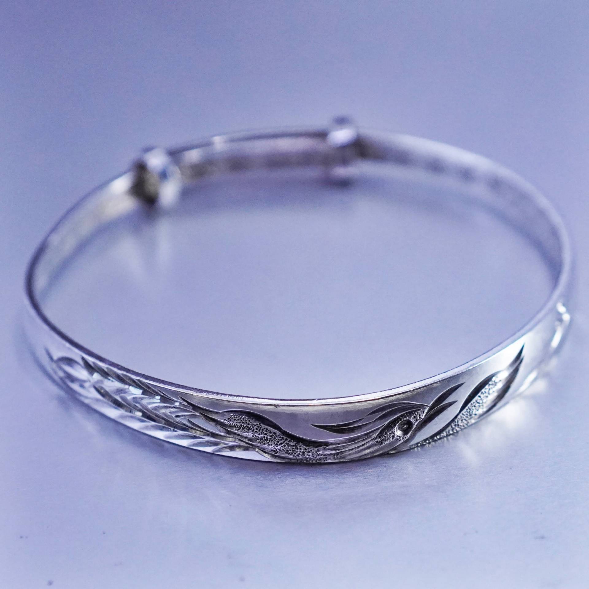 Größe Verstellbar, Vintage Sterling 925 Silber Handgemachtes Armband, Strukturierter Armreif, Gestempelt von ShineOnceMore