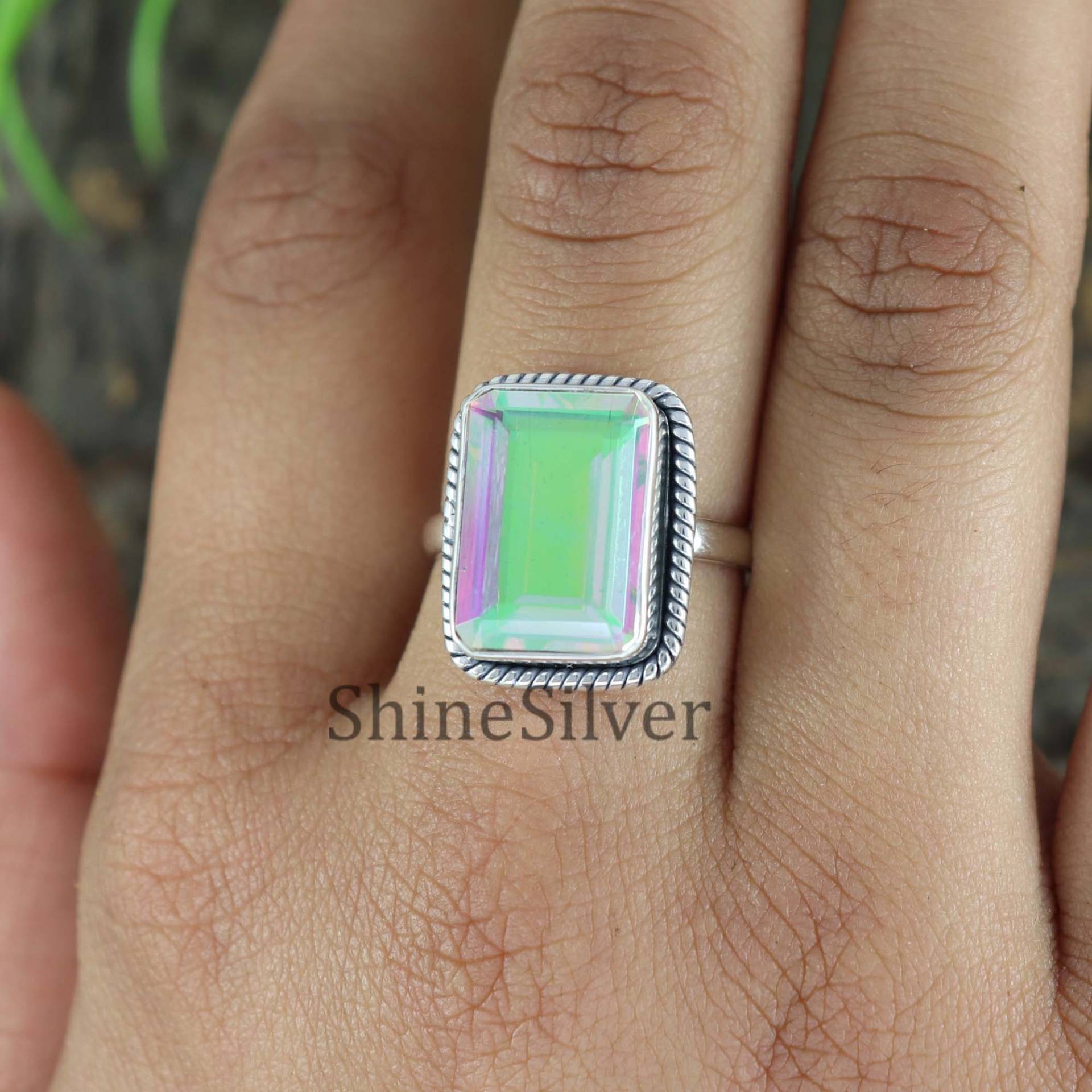 Engel Aura Quarz Ring, 925 Sterling Silber Octo Frauen Ring Schmuck, Geschenk Für Sie von ShineSilverIndia