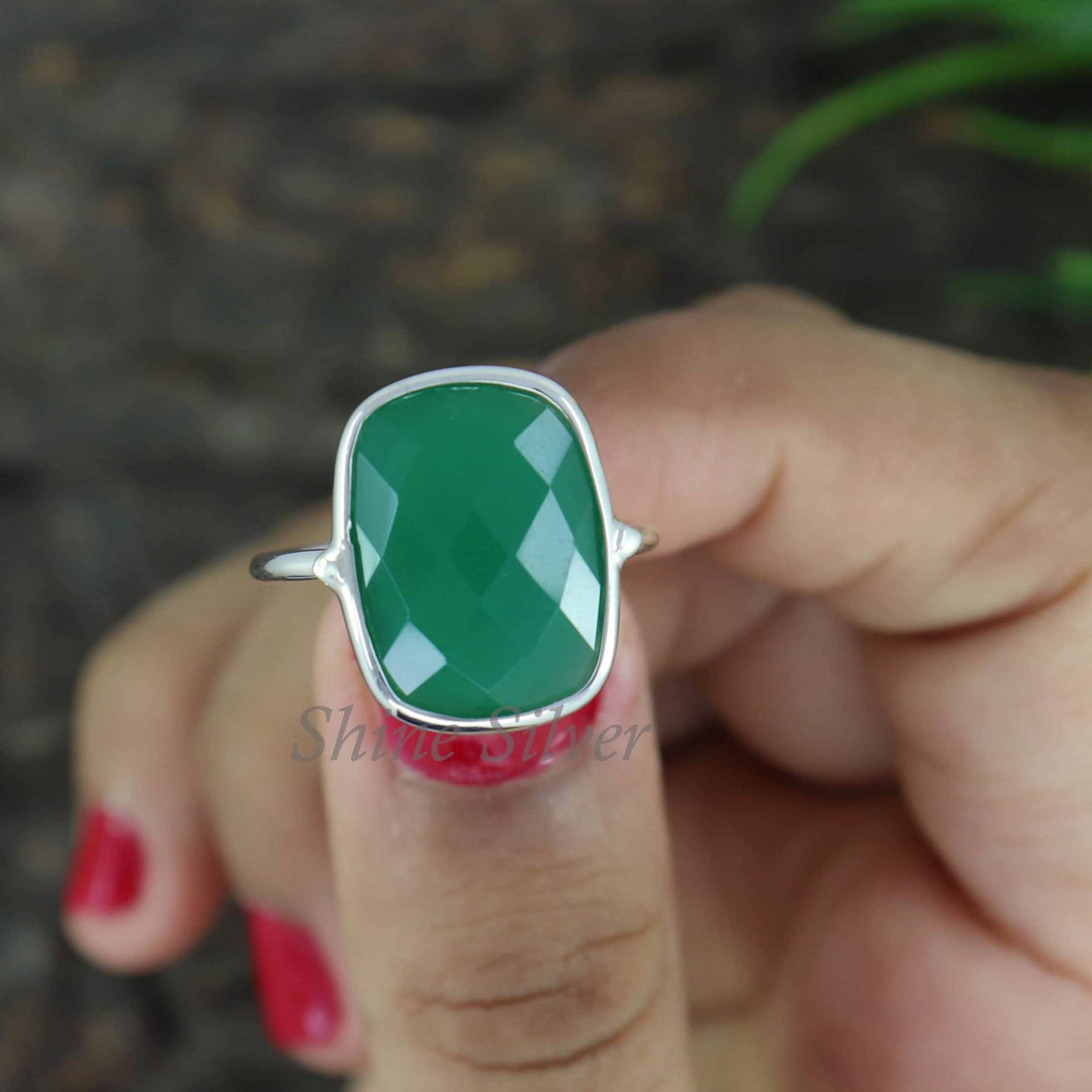 Grüner Onyx Ring, Schmuck, Sterling Silber Statement Boho Frauen Geschenk Für Sie, Artisan Ring von ShineSilverIndia