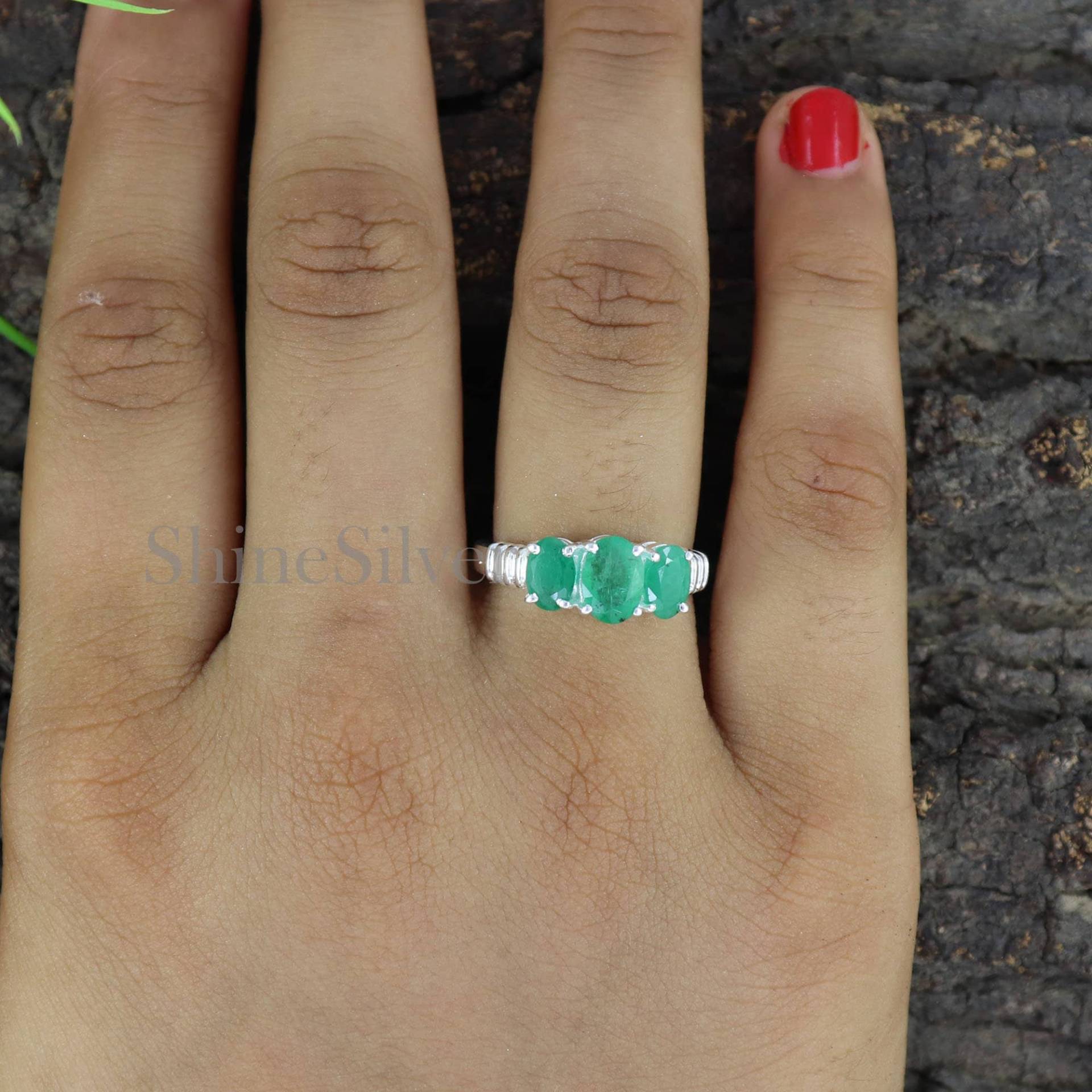 Smaragd Ring, Sterling Silber Personalisierten Schmuck, Verlobungsring, Ehering, Jahrestag Geschenk, Brautjungfer Geschenk Für Sie von ShineSilverIndia