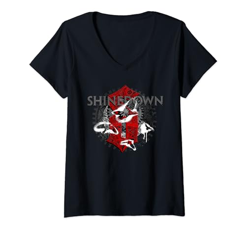 Damen Shinedown Madness Clockwork T-Shirt mit V-Ausschnitt Damen Shinedown Madness Clockwork T-Shirt mit V-Ausschnitt von Shinedown