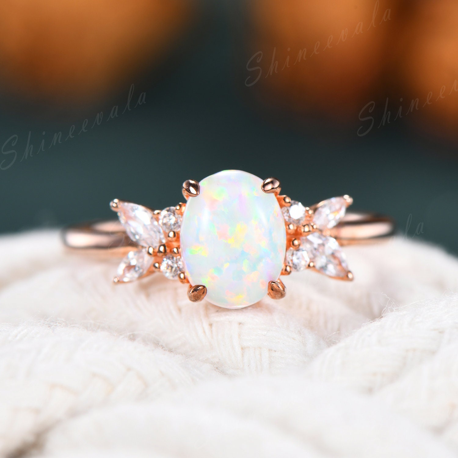 Opal Verlobungsring Vintage Rose Gold Ehering Für Frauen Einzigartiger Oktober Geburtsstein Jahrestag Ring Geburtstagsgeschenk Sie von Shineevala