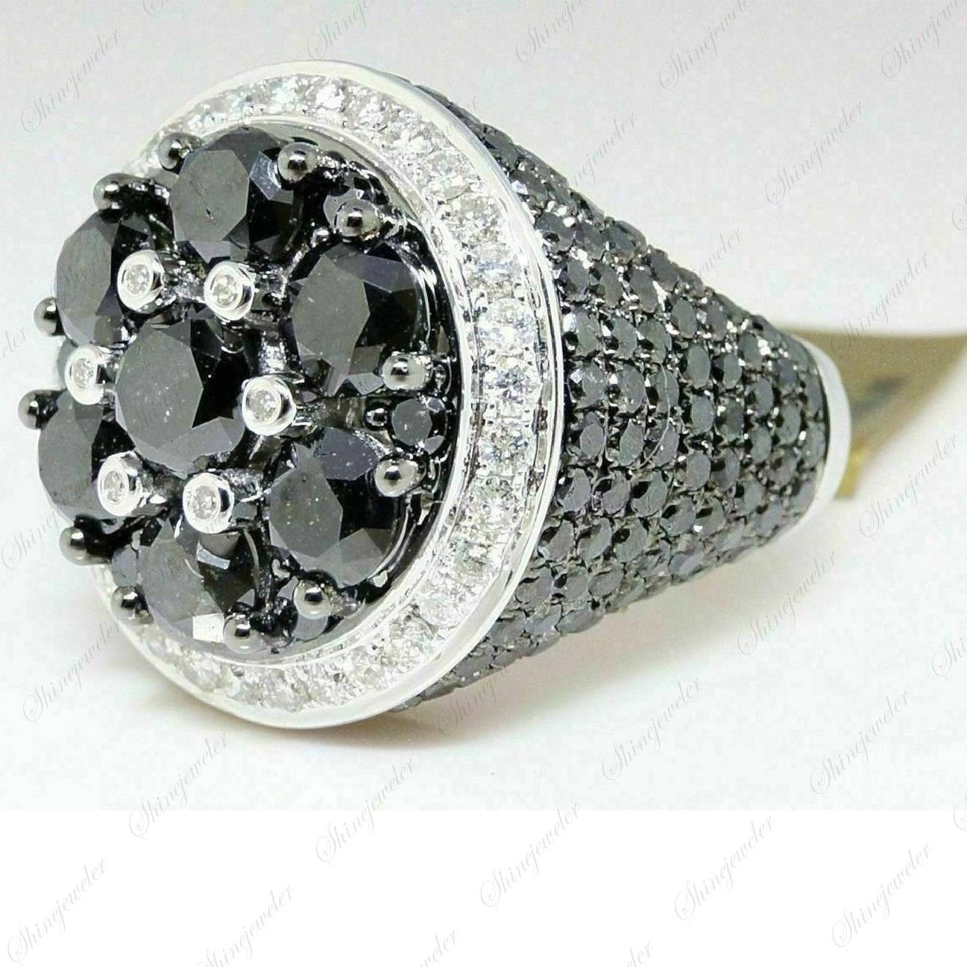 Neuer Schwarzer Diamant Ring Vatertag Geschenk Jahrestag Für Männer, Herren Sterling Silber, Schwarz Großer Geburtstag Ehering von Shinejeweler