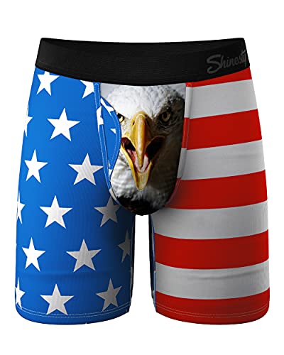 Boxershorts mit langem Bein für Herren, Anti-Scheuern, Feuchtigkeitstransport, atmungsaktiv, American Flag Eagle, XX-Large von Shinesty