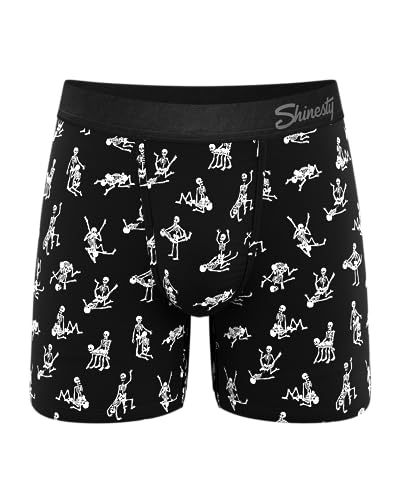 Shinesty Hammock Support Herren-Boxershorts mit Stütze, Unterwäsche ohne Hosenschlitz, Anti-Scheuern, feuchtigkeitsableitend, Skelette, XX-Large von Shinesty