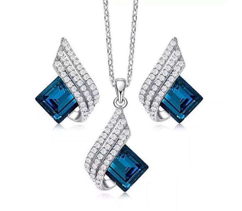 Shining Diva Schmuckset Crystal Stylish Platin plattiert Halskette Schmuck Set, mit Ohrringen (Für Frauen & Mädchen, Modischer Kunstschmuck), Langlebige Ausführung von Shining Diva