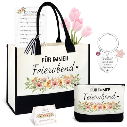 Shining She Renteneintritt Geschenk Frau, 1965 Canvas Einkaufstasche Tragetasche Kosmetiktasche Schlüsselanhänger Ruhestand Geschenk für Mama Frau Oma, Abschiedsgeschenk Kollegin von Shining She