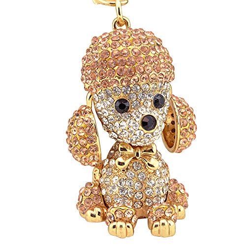 Shining crown süßer Hund Strass Schlüsselanhänger für Frauen funkelnde Legierung Taschen-Geldbörsen-Dekorationsanhänger Charm-Auto-Schlüsselanhänger süßes Taschenzubehör (Champagner) von Shining crown