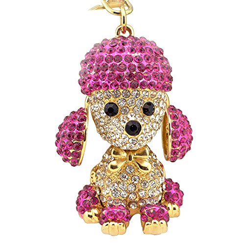 Shining crown süßer Hund Strass Schlüsselanhänger für Frauen funkelnde Legierung Taschen-Geldbörsen-Dekorationsanhänger Charm-Auto-Schlüsselanhänger süßes Taschenzubehör (rot) von Shining crown