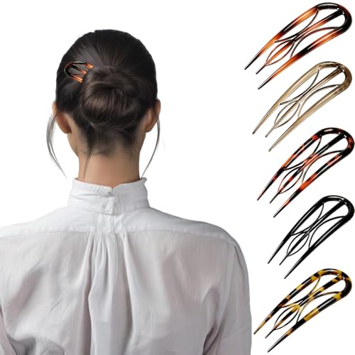 ShiningUU 5 Stück französische Haarnadeln mit einzigartigem Zahn-Design, U-förmige Haarnadeln für Frauen, magische Haarnadeln für Frauen, rutschfeste französische Twist-Clips für dickes und feines von ShiningUU