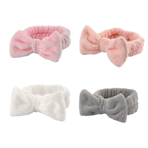 ShiningUU Spa-Stirnbänder zum Waschen des Gesichts, saugfähiges Make-up-Stirnband mit Fliege, elastisches Mikrofaser-Haarband, Geschenke für Teenager-Mädchen, Weiß, Grau, Rosa, Hellrosa, 4 Stück ShiningUU Spa-Stirnbänder zum Waschen des Gesichts, saugfähiges Make-up-Stirnband mit Fliege, elastisches Mikrofaser-Haarband, Geschenke für Teenager-Mädchen, Weiß, Grau, Rosa, Hellrosa, 4 Stück von ShiningUU