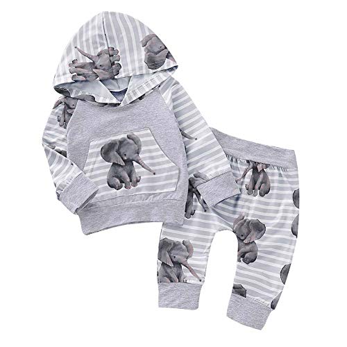 Shiningbaby Baby-Elefant-Trainingsanzug-Jungen-Mädchen-mit Kapuze, Grau, 6-12 Monate (Herstellergröße: 80) von Shiningbaby