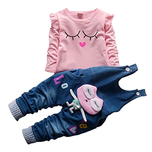 Baby Mädchen Langarm Shirt Overalls Latzhose 2 Stück Prinzessin Neugeborenen Kleinkind Kleidung Set von Shiningup