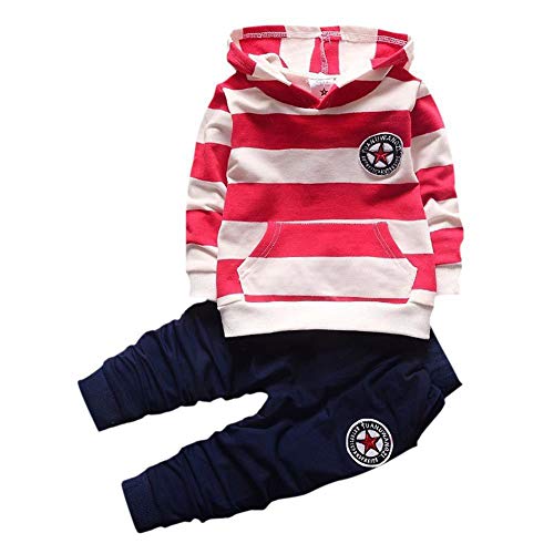 Shiningup Baby-Trainingsanzug-Jungen-Kleidungs-gesetztes Outfit-langes mit Kapuze gestreiftes T-Shirt und Hosen für 0-4 Jahre kleine Kinder von Shiningup