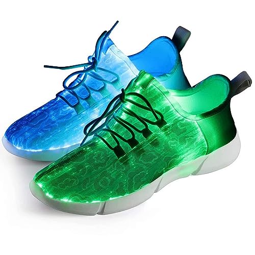 Fiber Optical Schuhe,LED Schuhe 7 Farben 4 Mods USB Wiederaufladbare Leuchten Schuhe Super Lightweight LED Sneaker für Männer und Frauen, Led Sneaker, 41 EU von Shinmax