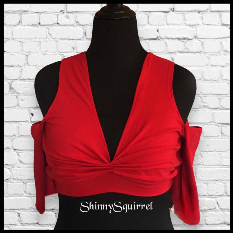 Blutrotes Bauchtanz Top Aus Baumwolle, Mit Tiefem Oder Rücken, Ats, Its, Renaissance, Fusion von ShinnySquirrel